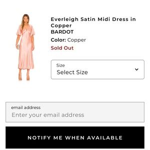 Revolve Bardot Everleigh Satin Midi Dress in Copper